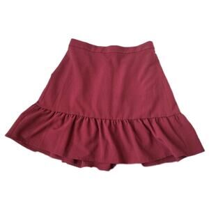 J. Crew Mercantile Women's Size 4 Skirt Burgundy Ruffle Hem Mini Skirt Romantic